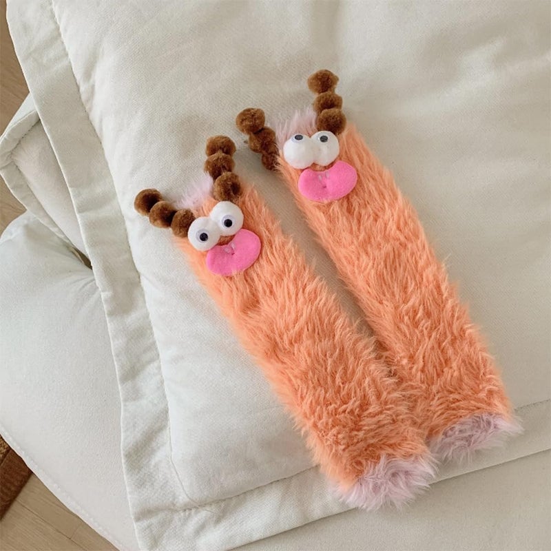 TFTSR Crazy Funny Fuzzy Silly Socks for Kids Women,Girls Fluffy Slipper Novelty Fun Socks,Boy Men Cute Cozy Soft Animal Socks - Image 2